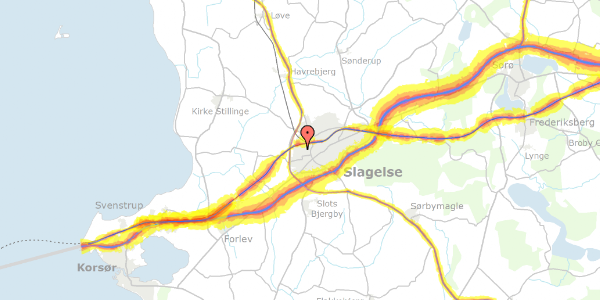 Trafikstøjkort på Sagavej 5, 4200 Slagelse