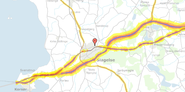 Trafikstøjkort på Schackenborgvej 15, st. th, 4200 Slagelse