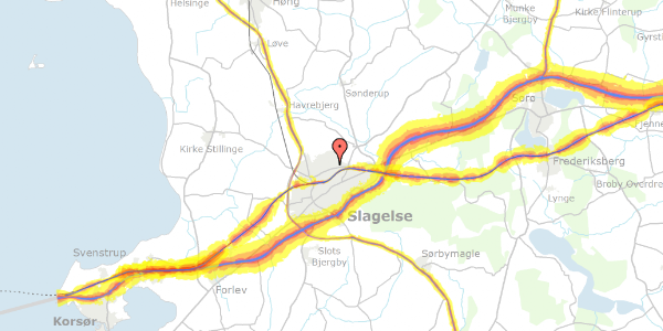 Trafikstøjkort på Schackenborgvej 25, 3. th, 4200 Slagelse