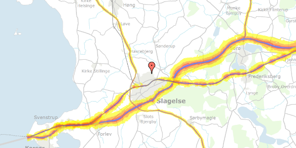 Trafikstøjkort på Silkeborgvej 18, 4200 Slagelse