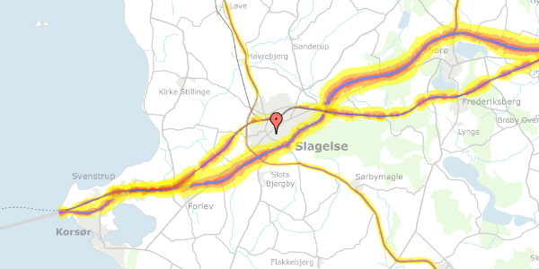 Trafikstøjkort på Sjællandsvej 7, 4200 Slagelse