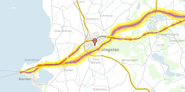 Trafikstøjkort på Sjællandsvej 18, 4200 Slagelse