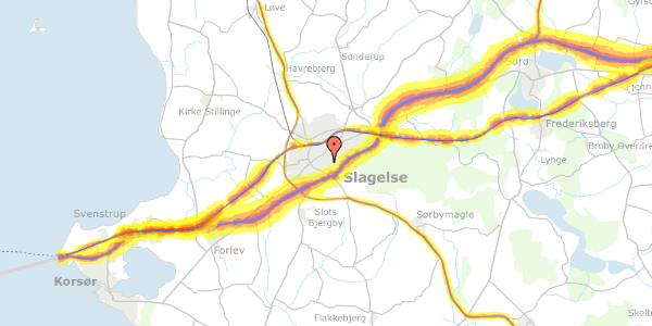 Trafikstøjkort på Slotsvænget 23, 1. th, 4200 Slagelse