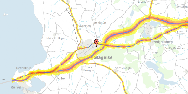 Trafikstøjkort på Sorøvej 18, 4200 Slagelse