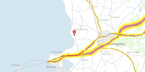 Trafikstøjkort på Strandager 12, 4200 Slagelse