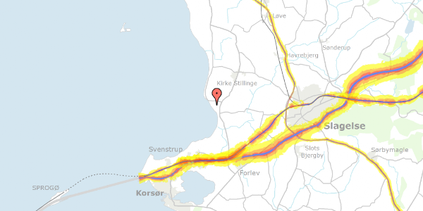 Trafikstøjkort på Strandvangen 23, 4200 Slagelse