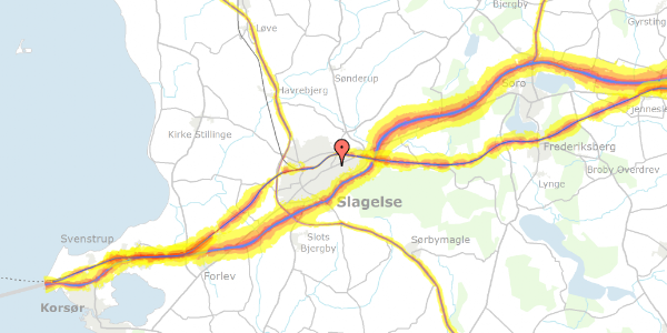 Trafikstøjkort på Strudsbergsvej 2, 4200 Slagelse