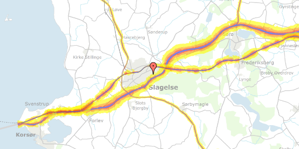 Trafikstøjkort på Strudsbergsvej 9, 4200 Slagelse