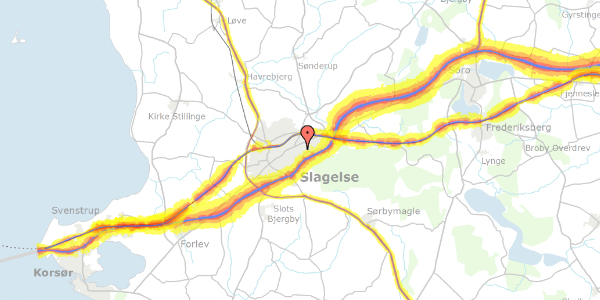 Trafikstøjkort på Strudsbergsvej 22, 4200 Slagelse