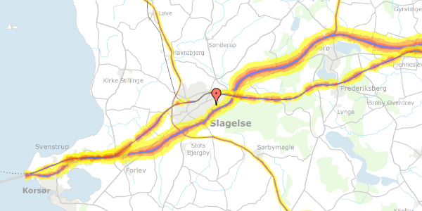 Trafikstøjkort på Strudsbergsvej 34, 4200 Slagelse