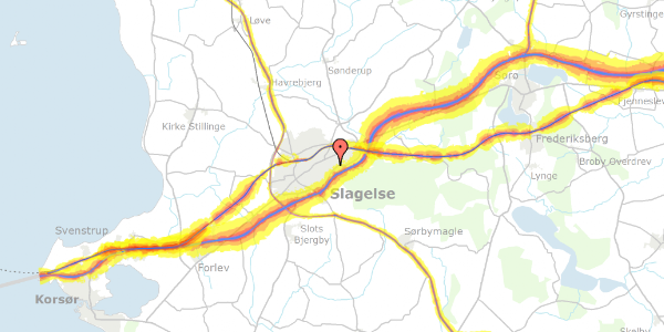 Trafikstøjkort på Strudsbergsvej 36, 4200 Slagelse