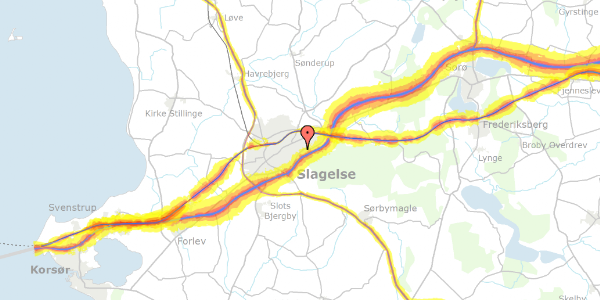 Trafikstøjkort på Strudsbergsvej 46, 4200 Slagelse
