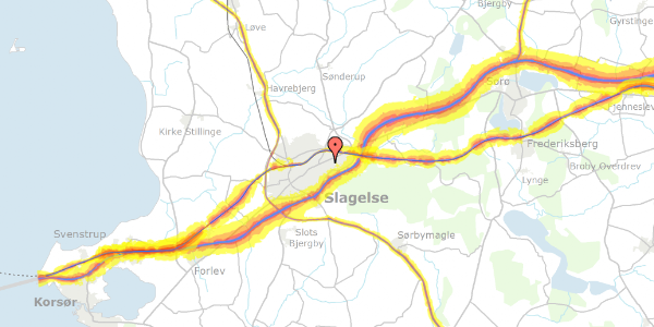 Trafikstøjkort på Sønderås 3, 4200 Slagelse
