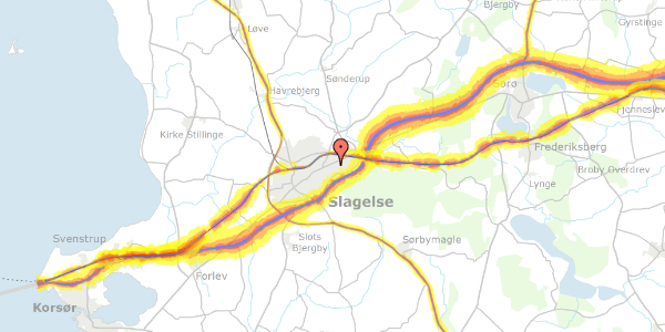 Trafikstøjkort på Sønderås 17, 4200 Slagelse