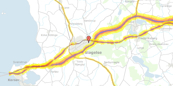 Trafikstøjkort på Sønderås 35, 4200 Slagelse