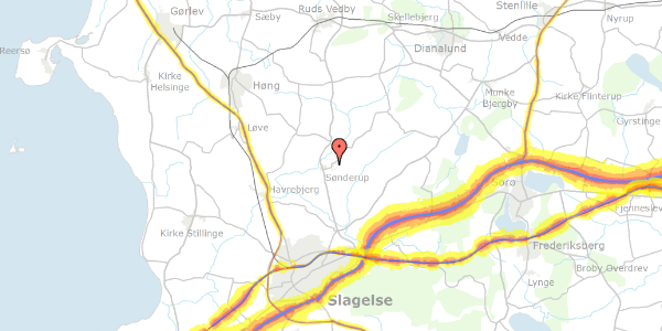 Trafikstøjkort på Sønderupvej 17, 4200 Slagelse