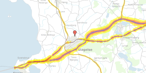 Trafikstøjkort på Thistedvej 42, 4200 Slagelse