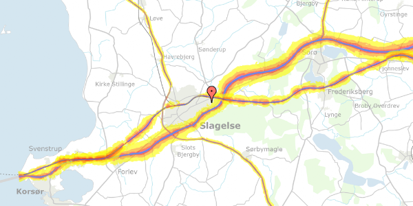 Trafikstøjkort på Thorsvej 5, 4200 Slagelse