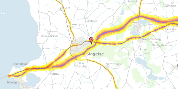 Trafikstøjkort på Thorsvej 50, 4200 Slagelse