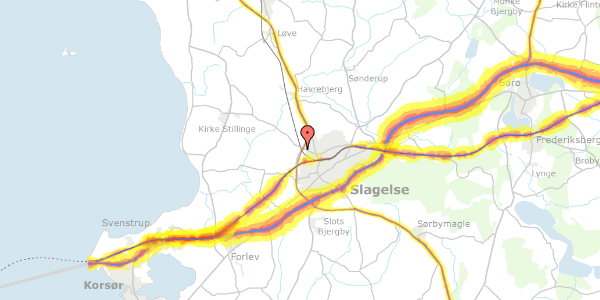Trafikstøjkort på Valbygårdsvej 75, 4200 Slagelse