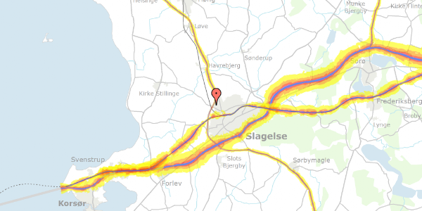 Trafikstøjkort på Valbygårdsvej 82, 4200 Slagelse