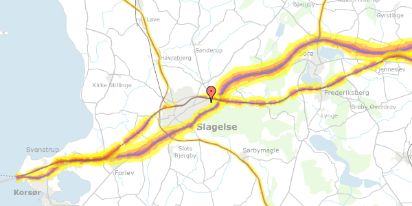 Trafikstøjkort på Venusvej 3, 4200 Slagelse