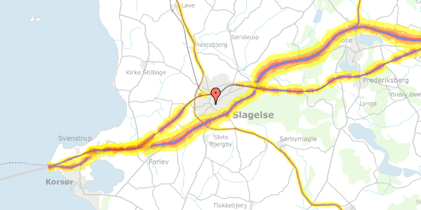 Trafikstøjkort på Vesterport 22, 2. 3, 4200 Slagelse