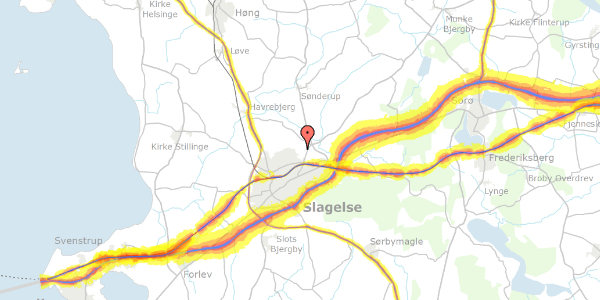 Trafikstøjkort på Hirsevej 3, 4200 Slagelse