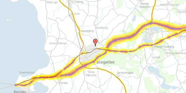 Trafikstøjkort på Æblehaven 5, 4200 Slagelse