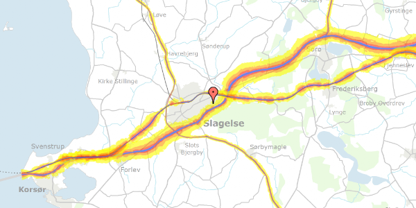 Trafikstøjkort på Ægirsvej 10, 4200 Slagelse