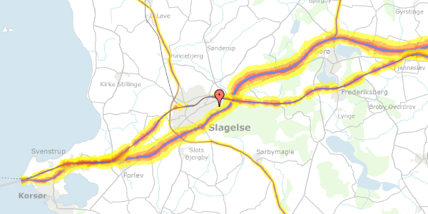 Trafikstøjkort på Ægirsvej 18, 4200 Slagelse