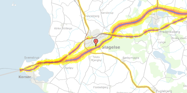 Trafikstøjkort på Ærøvej 8, 2. th, 4200 Slagelse