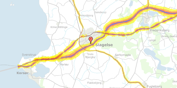 Trafikstøjkort på Ærøvej 52, 2. mf, 4200 Slagelse