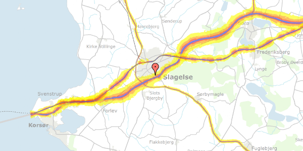 Trafikstøjkort på Ærøvej 52, 2. th, 4200 Slagelse