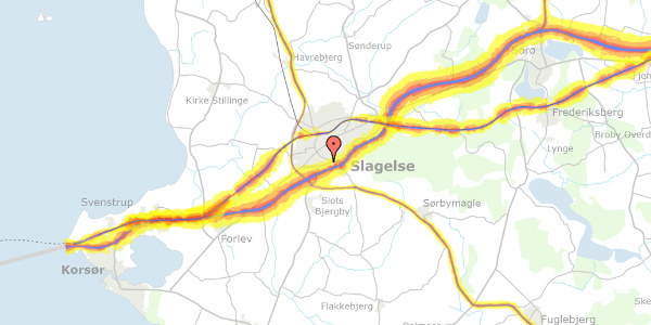 Trafikstøjkort på Ærøvej 54, st. mf, 4200 Slagelse