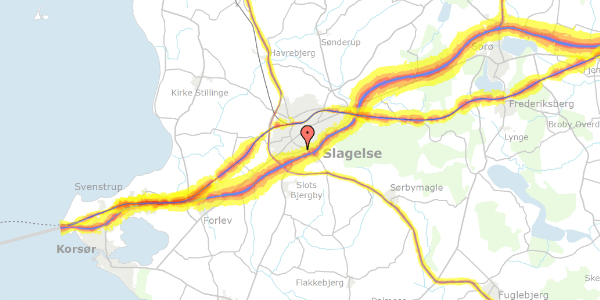 Trafikstøjkort på Ærøvej 54, 1. mf, 4200 Slagelse