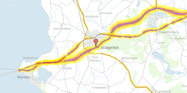 Trafikstøjkort på Ærøvej 62, st. tv, 4200 Slagelse