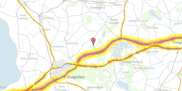 Trafikstøjkort på Ølsmosevej 10, 4200 Slagelse
