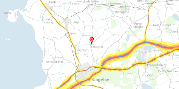 Trafikstøjkort på Årslevvej 13, 4200 Slagelse