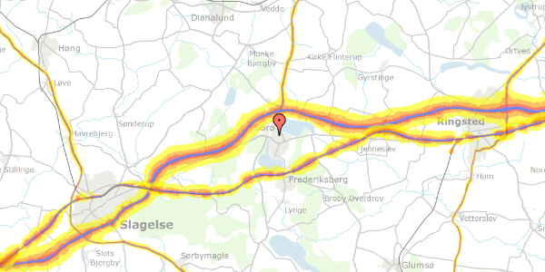Trafikstøjkort på Kirkevej 16, 4180 Sorø