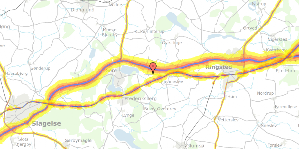 Trafikstøjkort på Ringstedvej 72, 4173 Fjenneslev
