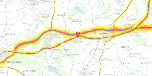 Trafikstøjkort på Ringstedvej 124, 4173 Fjenneslev