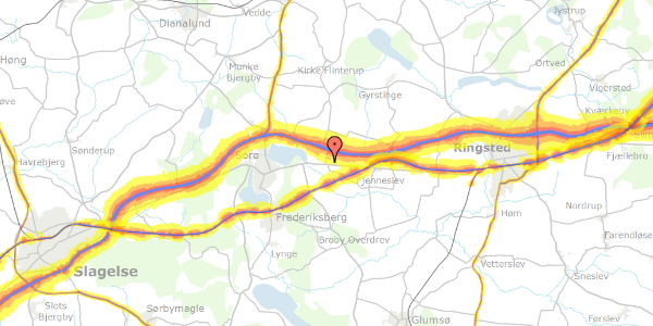 Trafikstøjkort på Ringstedvej 129, st. 11, 4173 Fjenneslev