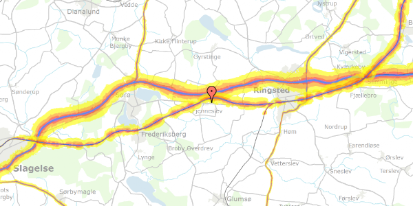 Trafikstøjkort på Ringstedvej 152, 4173 Fjenneslev