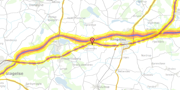 Trafikstøjkort på Ringstedvej 154, 4173 Fjenneslev