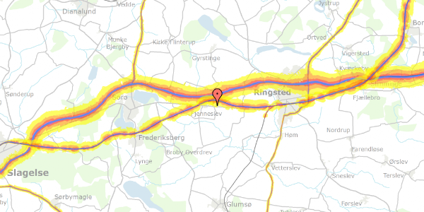Trafikstøjkort på Ringstedvej 170, 4173 Fjenneslev