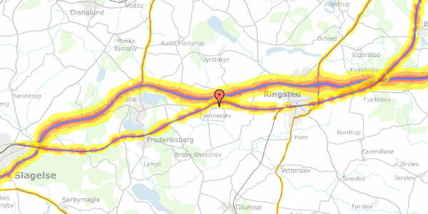 Trafikstøjkort på Ringstedvej 213, 4173 Fjenneslev