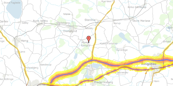 Trafikstøjkort på Duevej 30, 4190 Munke Bjergby
