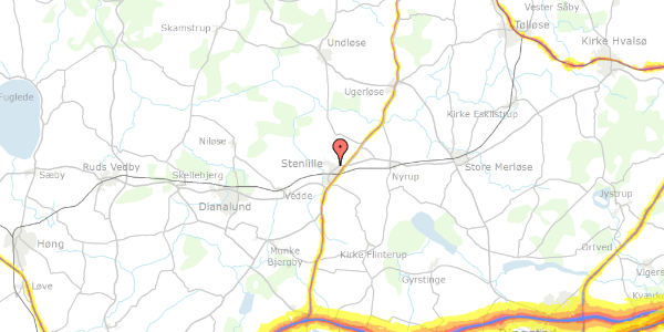 Trafikstøjkort på Rødtjørnevej 8, 4295 Stenlille