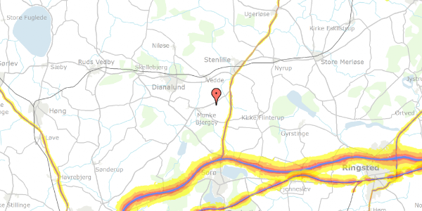 Trafikstøjkort på Veddevej 18, 4190 Munke Bjergby